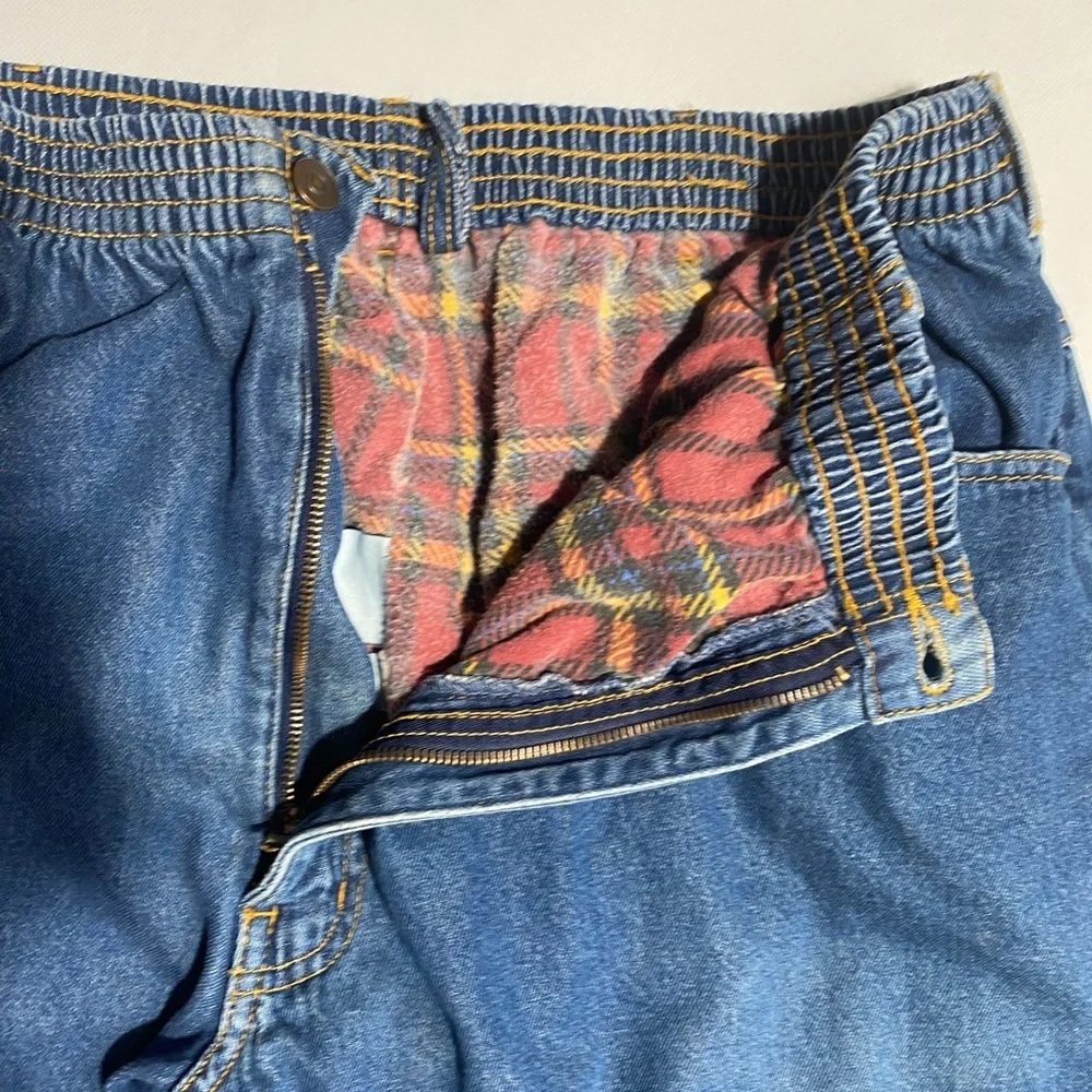 GOOD- Size 42L Mens Habands Ice House Flannel Lined Pants Warm Insulated Blue